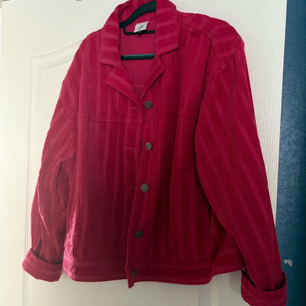 CAbi Pink Jean Jacket Vibrant Casual Style
